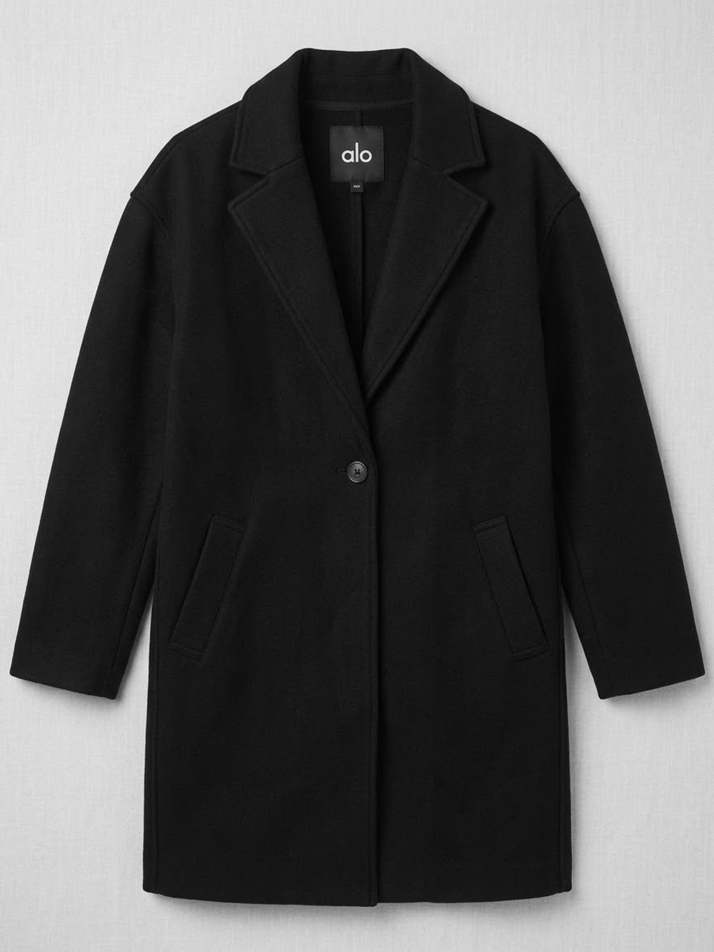ALO Yoga Black Single-Button Pea Coat